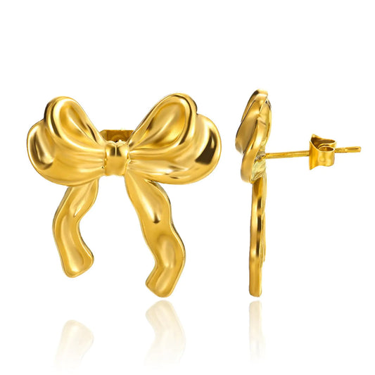 Gold Bow Earrings for Women Trendy Sparkly Rhinestone Stud Earrings Bow Pearl Dangle Earrings Silver Jewelry Prom Wedding Party Dress Jewerly Gifts
